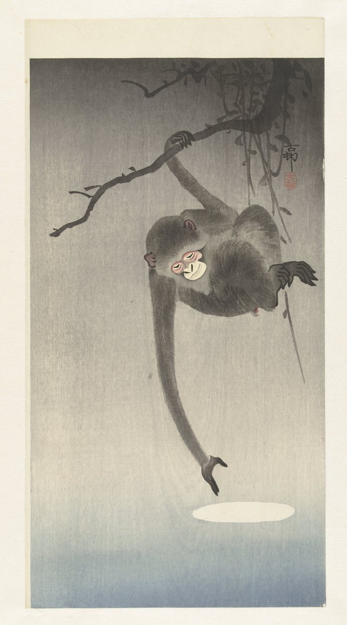 Apina ja kuun heijastus tekijältä Ohara Koson