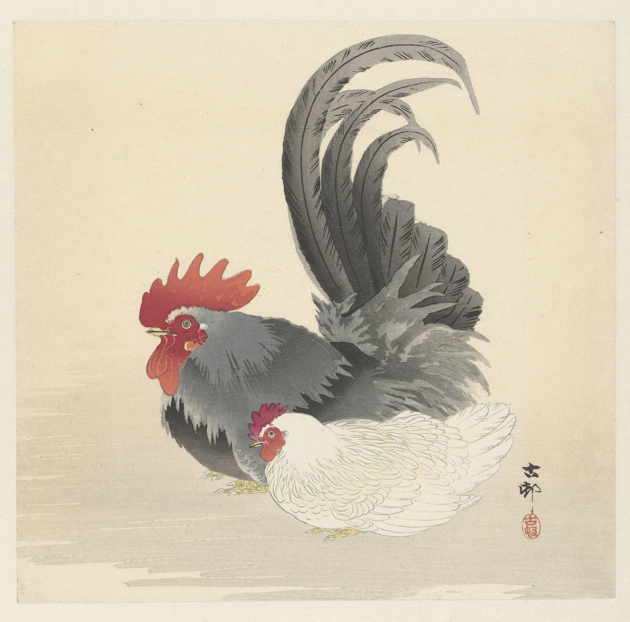 Kana ja kukko tekijältä Ohara Koson