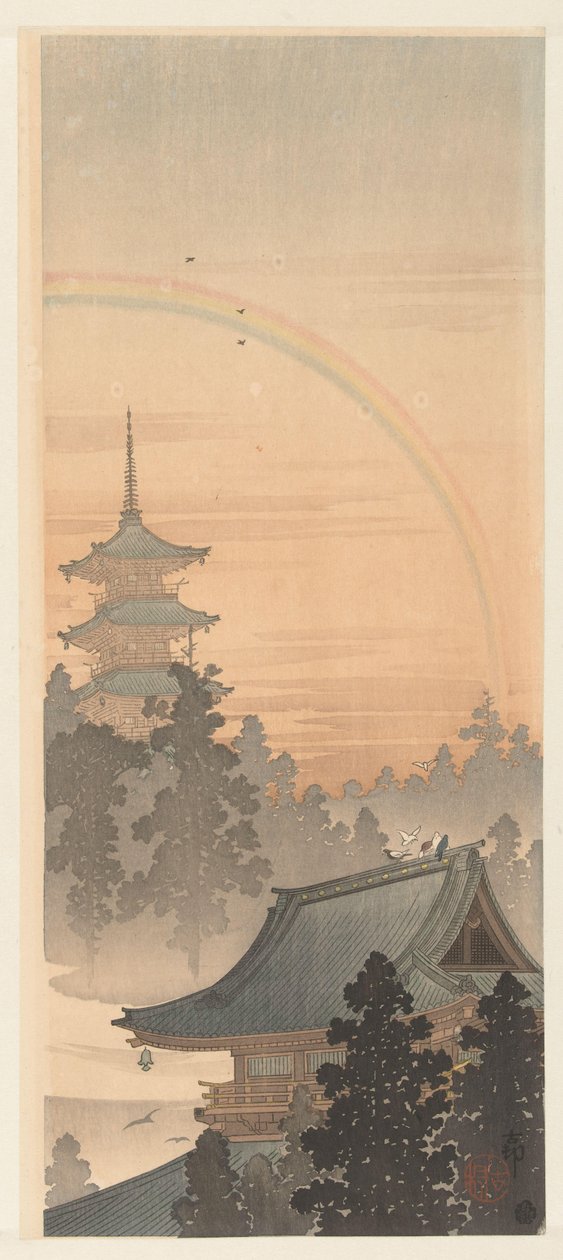 Pagodi ja sateenkaari tekijältä Ohara Koson