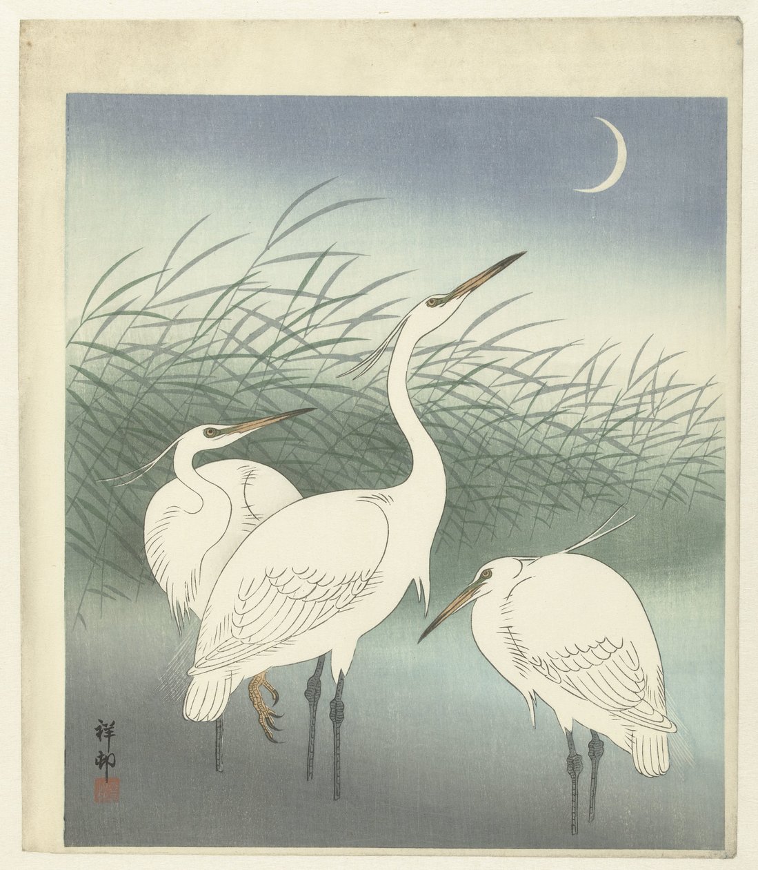 Haikaroita matalassa vedessä tekijältä Ohara Koson