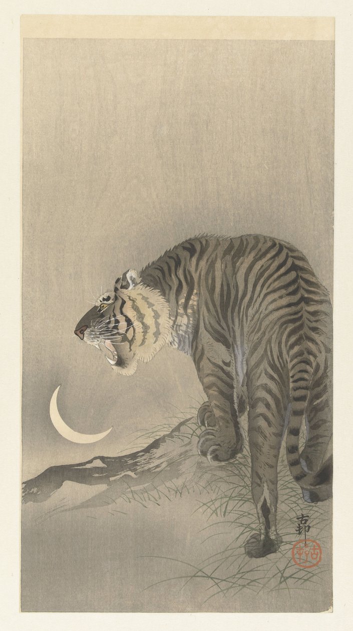 Karjuva tiikeri tekijältä Ohara Koson