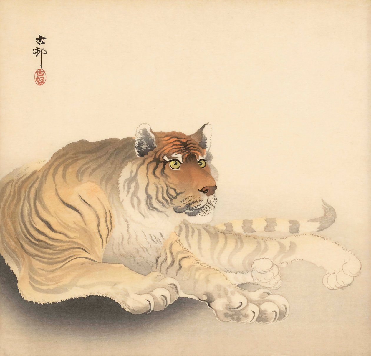 Tiikeri, 1900-luku (japanilainen printti) tekijältä Ohara Koson