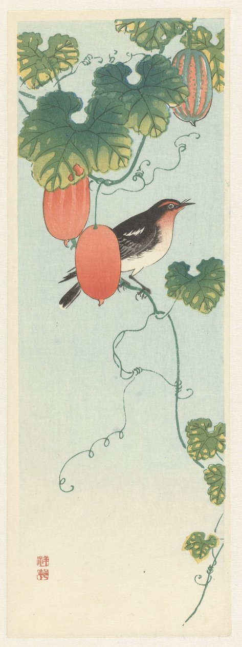 Laululintu kurkkukasvissa tekijältä Ohara Koson
