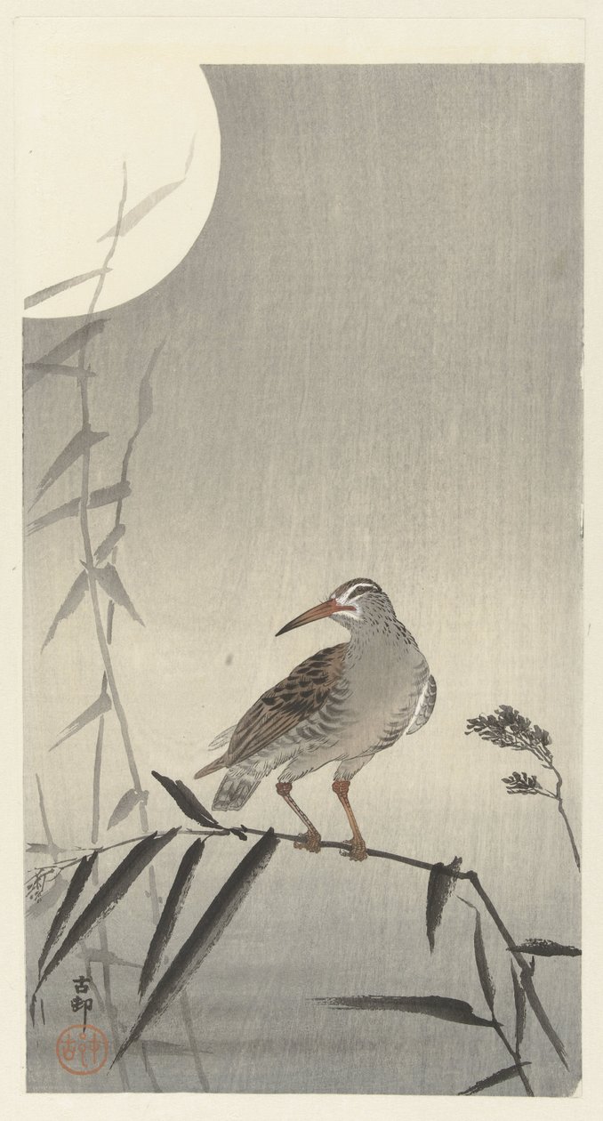 Musta ratsastaja bambuoksalla tekijältä Ohara Koson