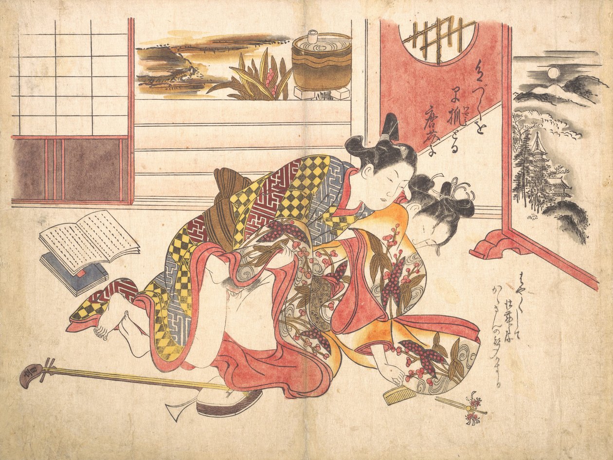 Makuuhuonekohtaus, n. 1739, n. 1739. tekijältä Okumura Masanobu
