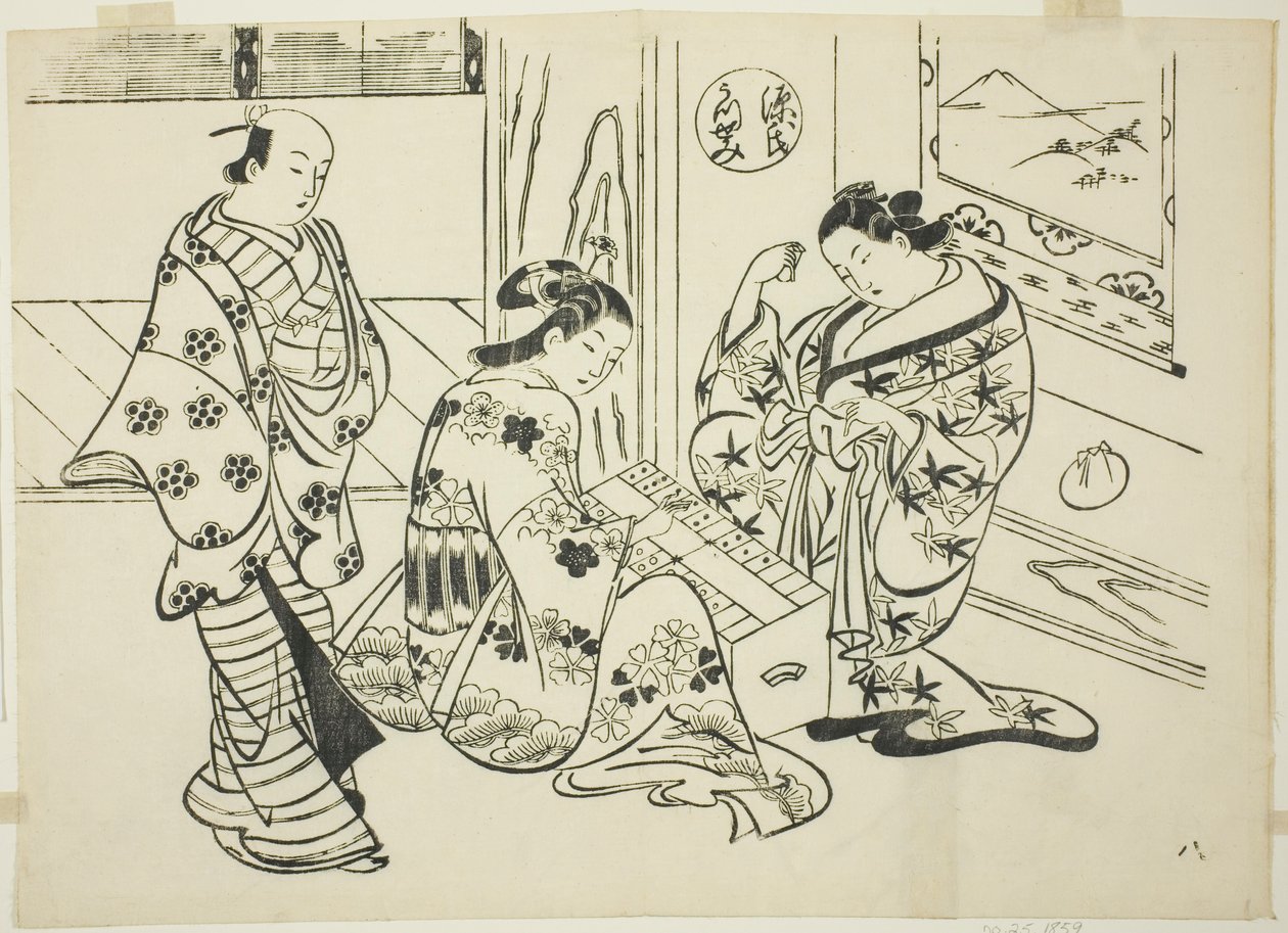 Utsusemi luku "The Tale of Genjistä" (Genji Utsusemi), sarjasta Genji-parodioita tekijältä Okumura Masanobu