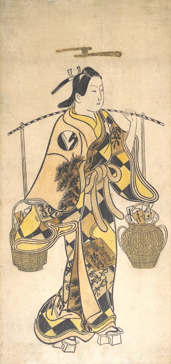 Nuori mies rakkausprofetioiden myyjänä, n. 1730-luku, n. 1730-luku. tekijältä Okumura Toshinobu.