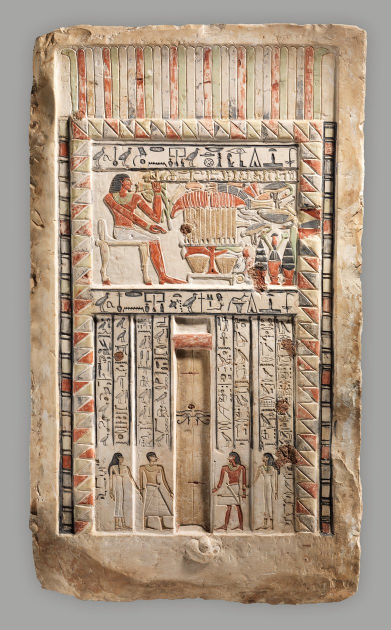 Kuninkaallisen sinetöitsijän Neferiun valeovi, noin 2150-2010 eaa. (kalkkikivi, maali) tekijältä Old Kingdom Egyptian