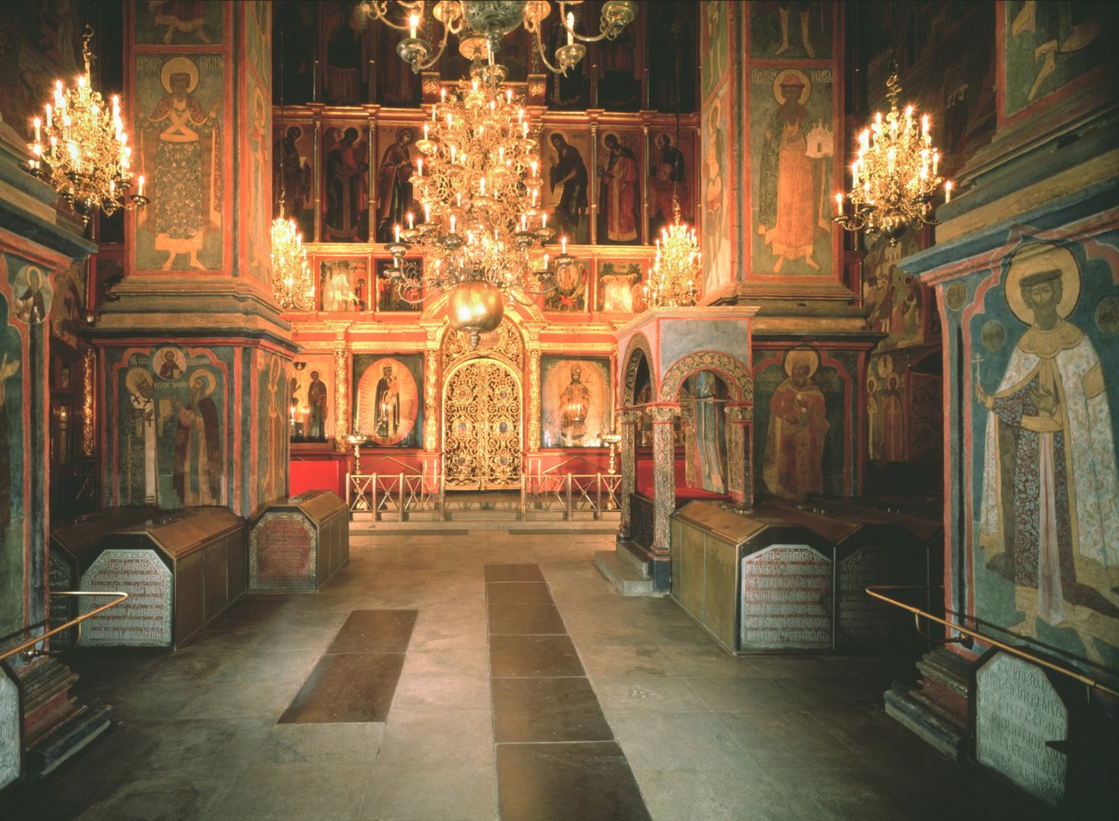 Arkkienkeli Mikaelin katedraalin sisustus Moskovan Kremlissä, 1679-1681 tekijältä Old Russian Architecture
