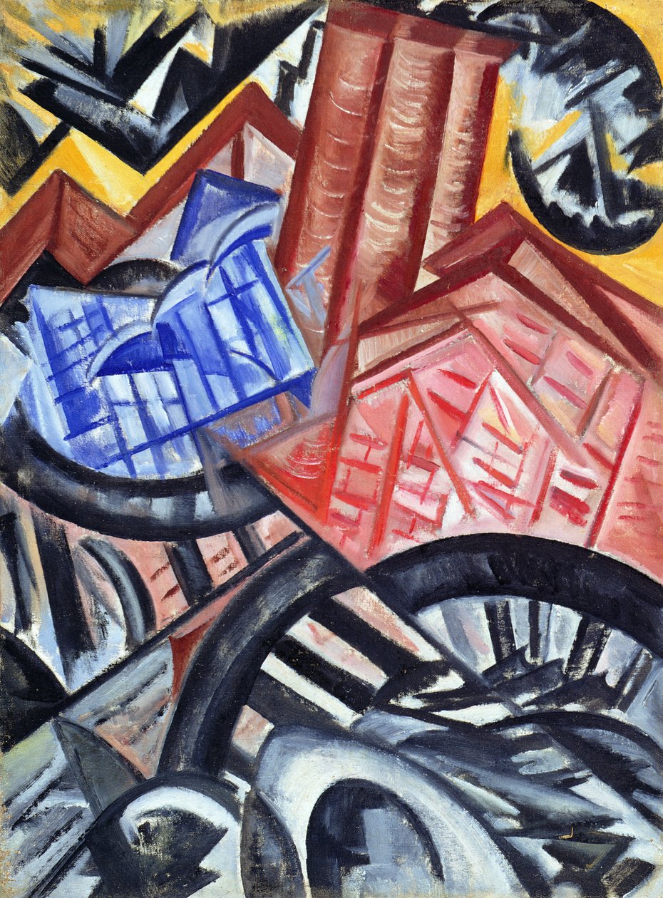 Tehdas ja silta, 1913 tekijältä Olga Rozanova