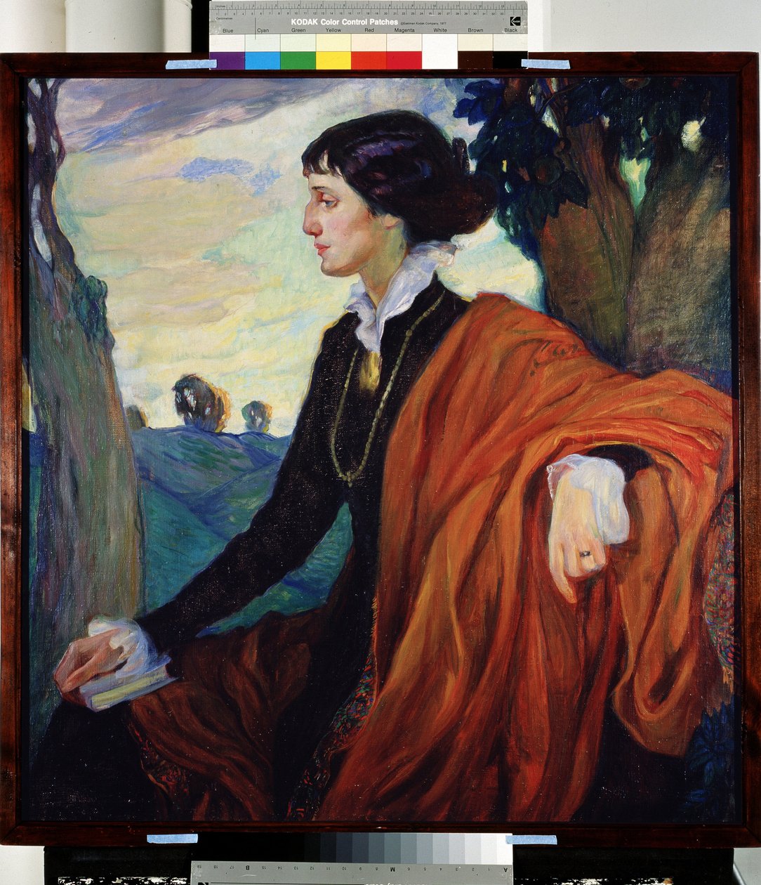 Muotokuva venäläisestä runoilijattaresta Anna Ahmatovasta (Achmatova) (1889-1966) tekijältä Olga Lyudvigovna Della Vos Kardovskaya