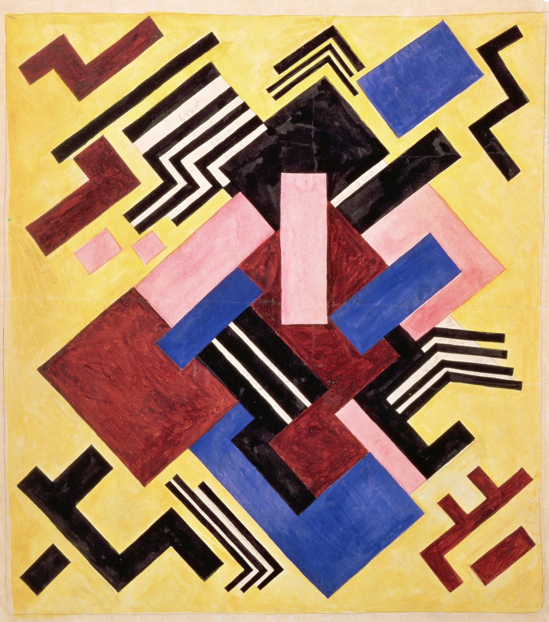Kuvarakennus, 1916 (guassi paperille) tekijältä Olga Rozanova