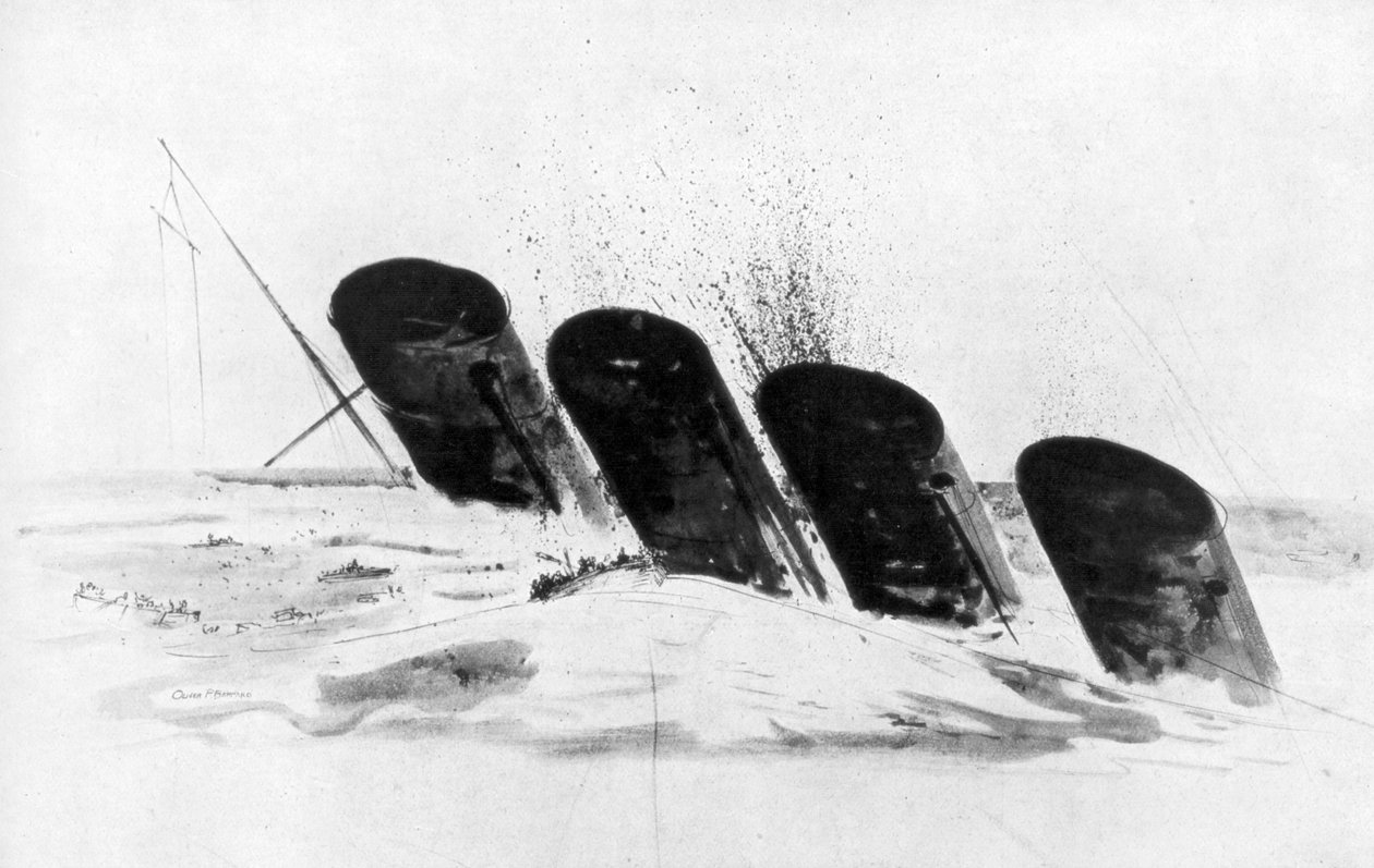 RMS Lusitanian uppoaminen 7. toukokuuta 1915, 1926 tekijältä Oliver Percy Bernard