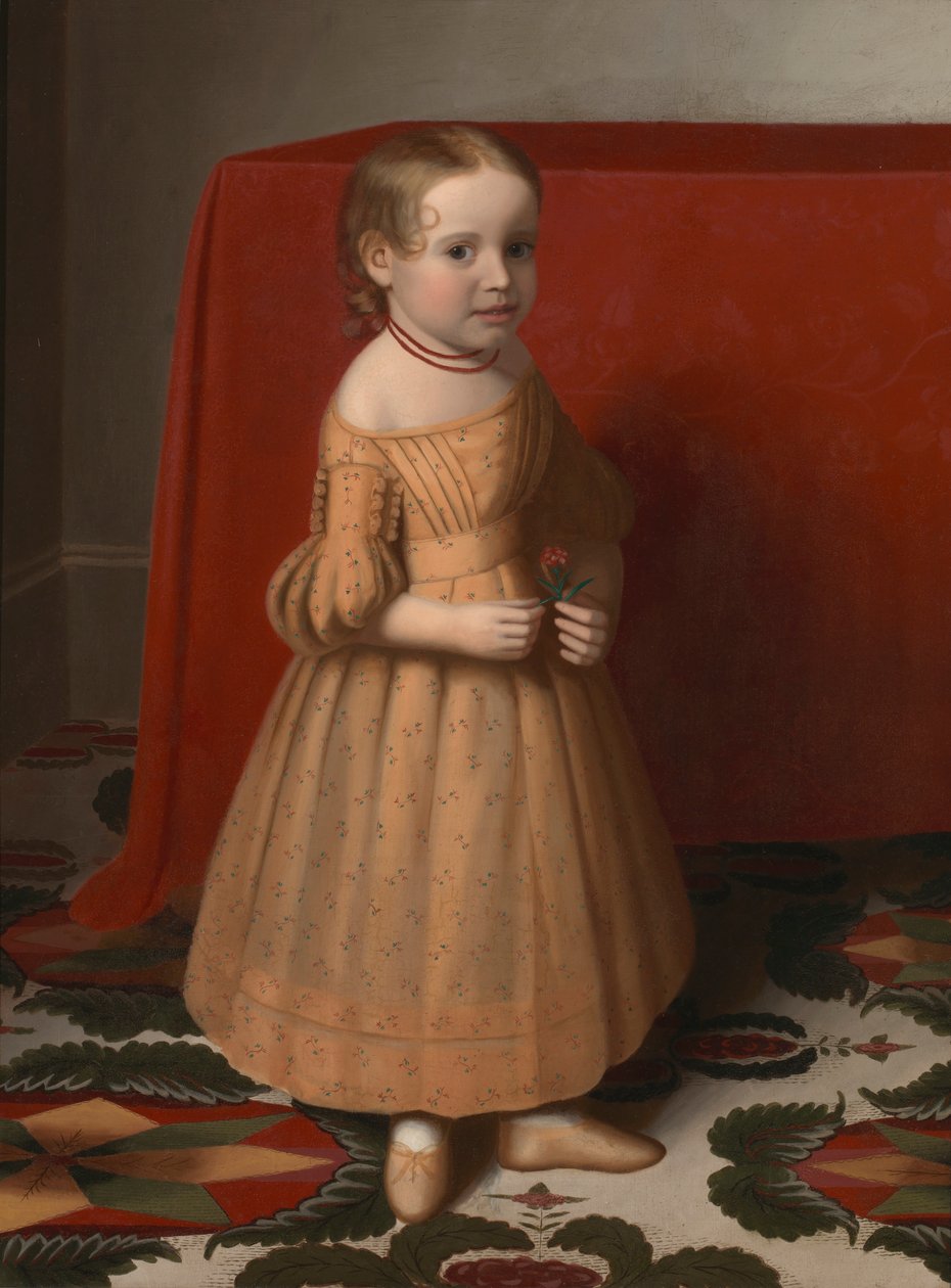 Nuoren tytön muotokuva ruusun kanssa, n. 1838. tekijältä Oliver Tarbell Eddy