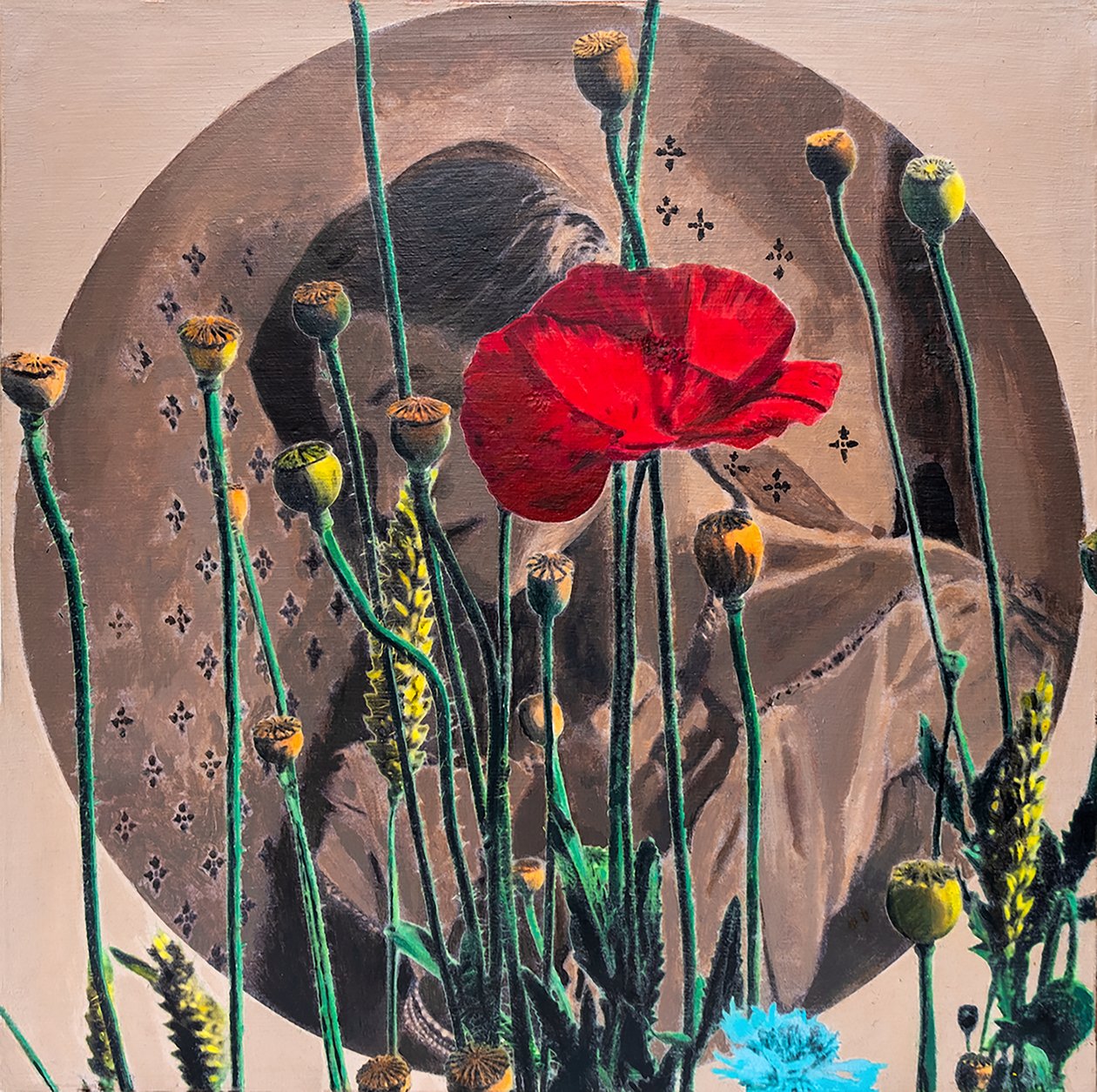 Eclipsed Portrait, 2021 (sekatekniikka kankaalle) tekijältä Olivia Gozzano