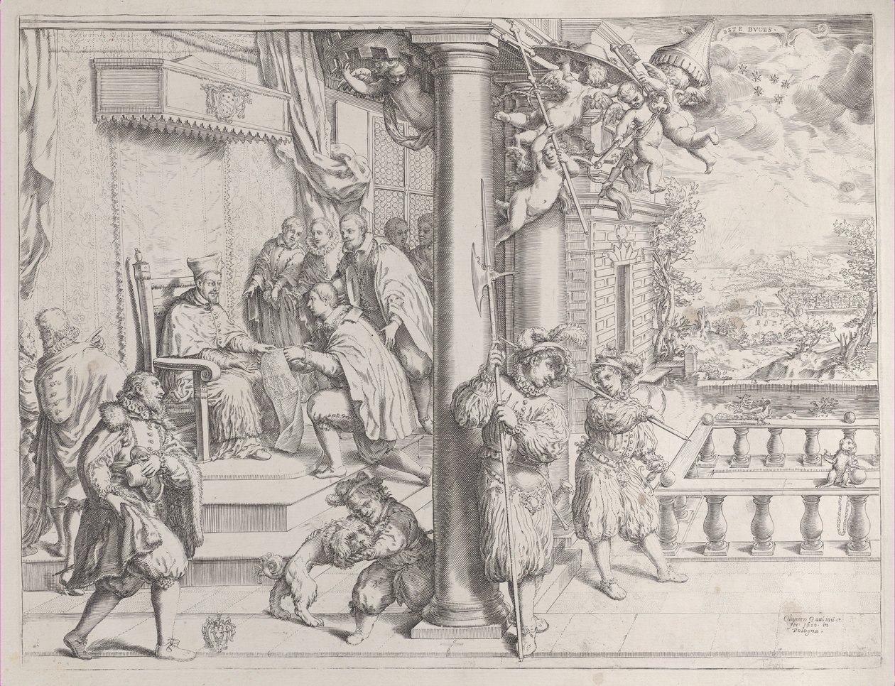 Nuori mies esittelemässä väitöskirjaansa kardinaali Aldobrandinille, 1620, 1620. tekijältä Oliviero Gatti