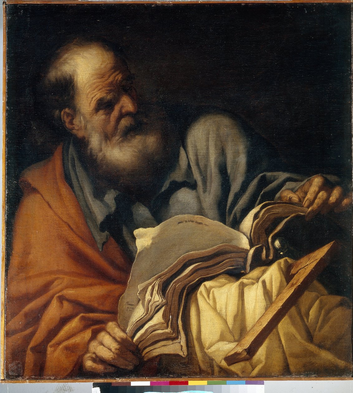 Pyhä Tuomas, apostoli. (Pyhä Tuomas apostoli). Orazio Borgiannin (1578-1616) maalaus, öljy kankaalle, italialainen taide (Rooma) tekijältä Orazio Borgianni