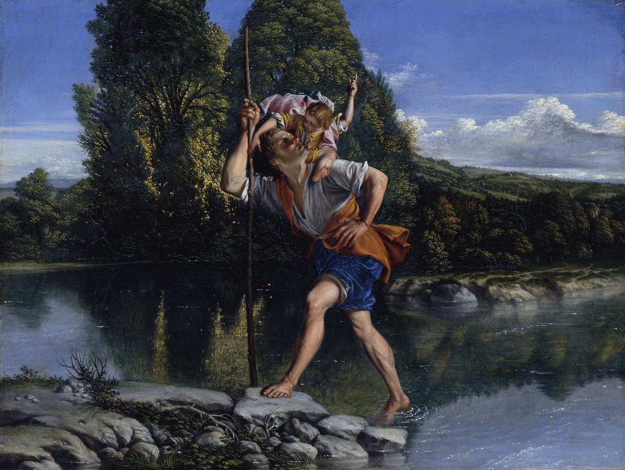 Maisema, jossa on pyhä Kristoffer tekijältä Orazio Gentileschi
