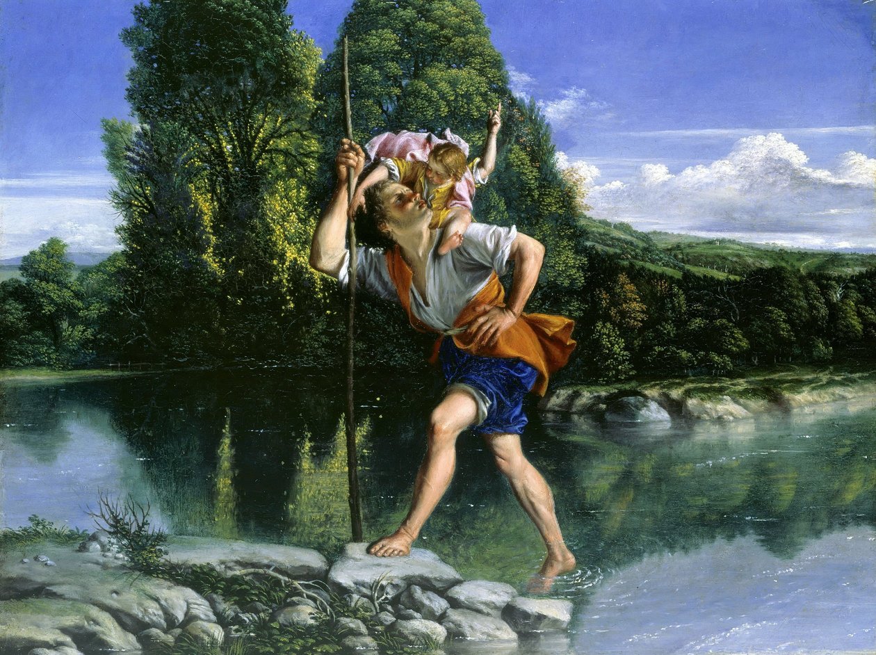 Landschaft mit dem heiligen Christophorus tekijältä Orazio Gentileschi
