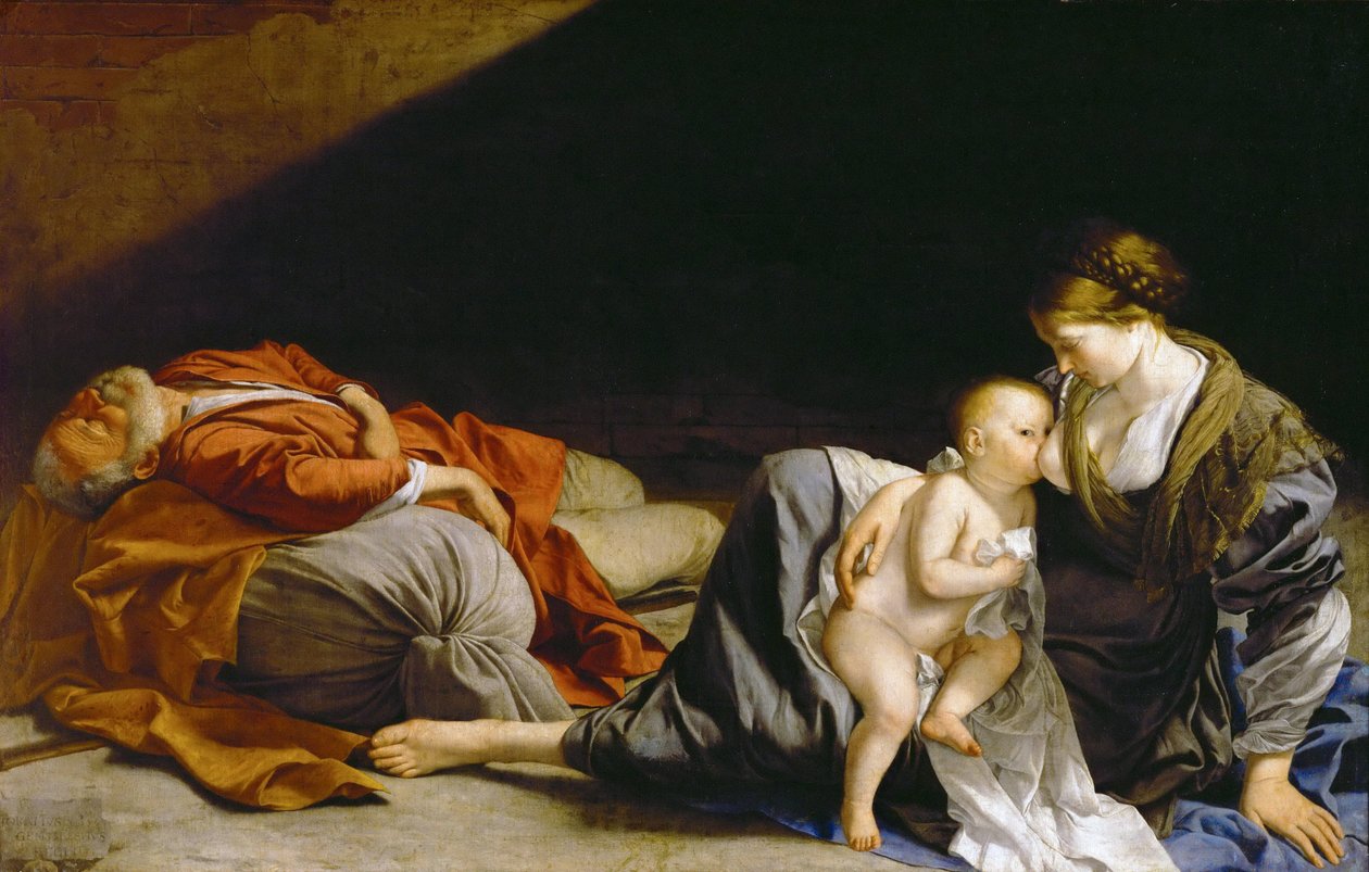 Lepää lennossa Egyptiin - Lepo Egyptiin - Orazio Gentileschi (1563-1638). Öljy kankaalle, n. 1625. Koko: 138,5x216 cm. Taidehistoriallinen museo, Wien tekijältä Orazio Gentileschi