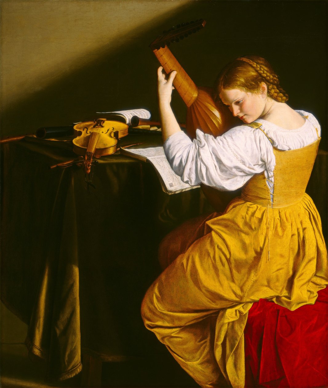 Luuttisoittaja, n. 1612-20 (öljy kankaalle) tekijältä Orazio Gentileschi