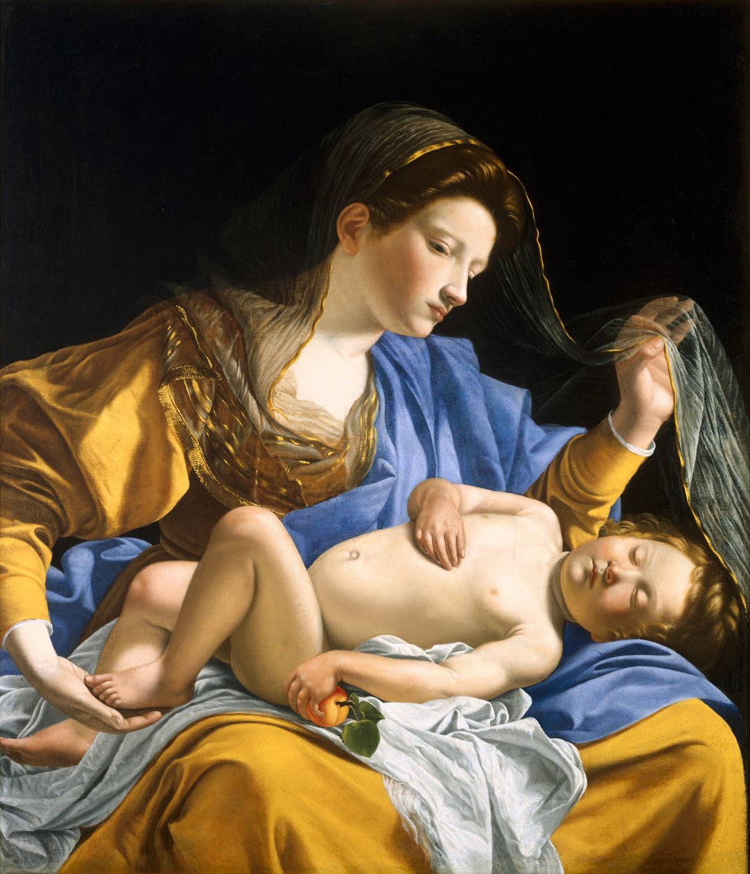 Neitsyt nukkuvan Kristuksen lapsen kanssa tekijältä Orazio Gentileschi