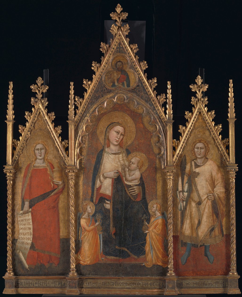 Drieluik tapasi Maria en kind of de heiligen Maria Magdalena en Ansanuksen tekijältä Orcagna