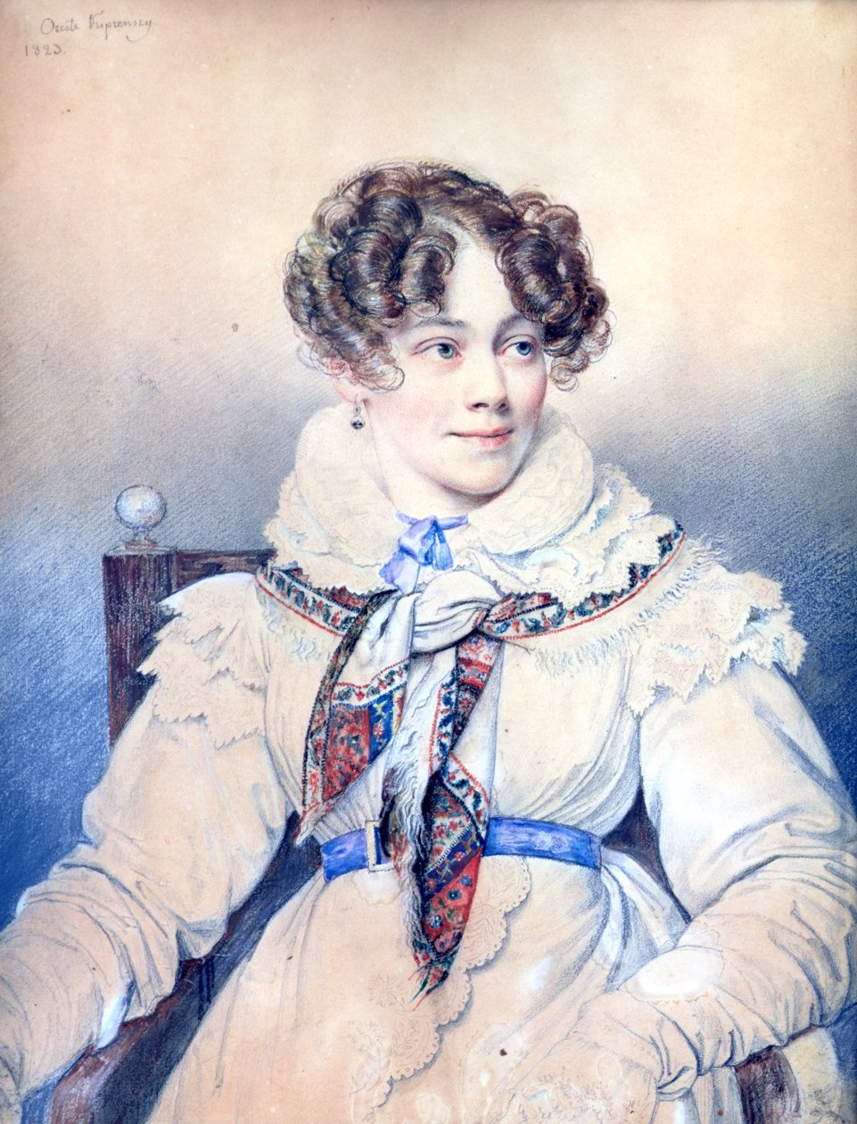 Muotokuva Sophie Rostopchinesta (1799-1874) Segurin kreivitär, 1823 (värikynä paperille) tekijältä Orest Adamovich Kiprensky
