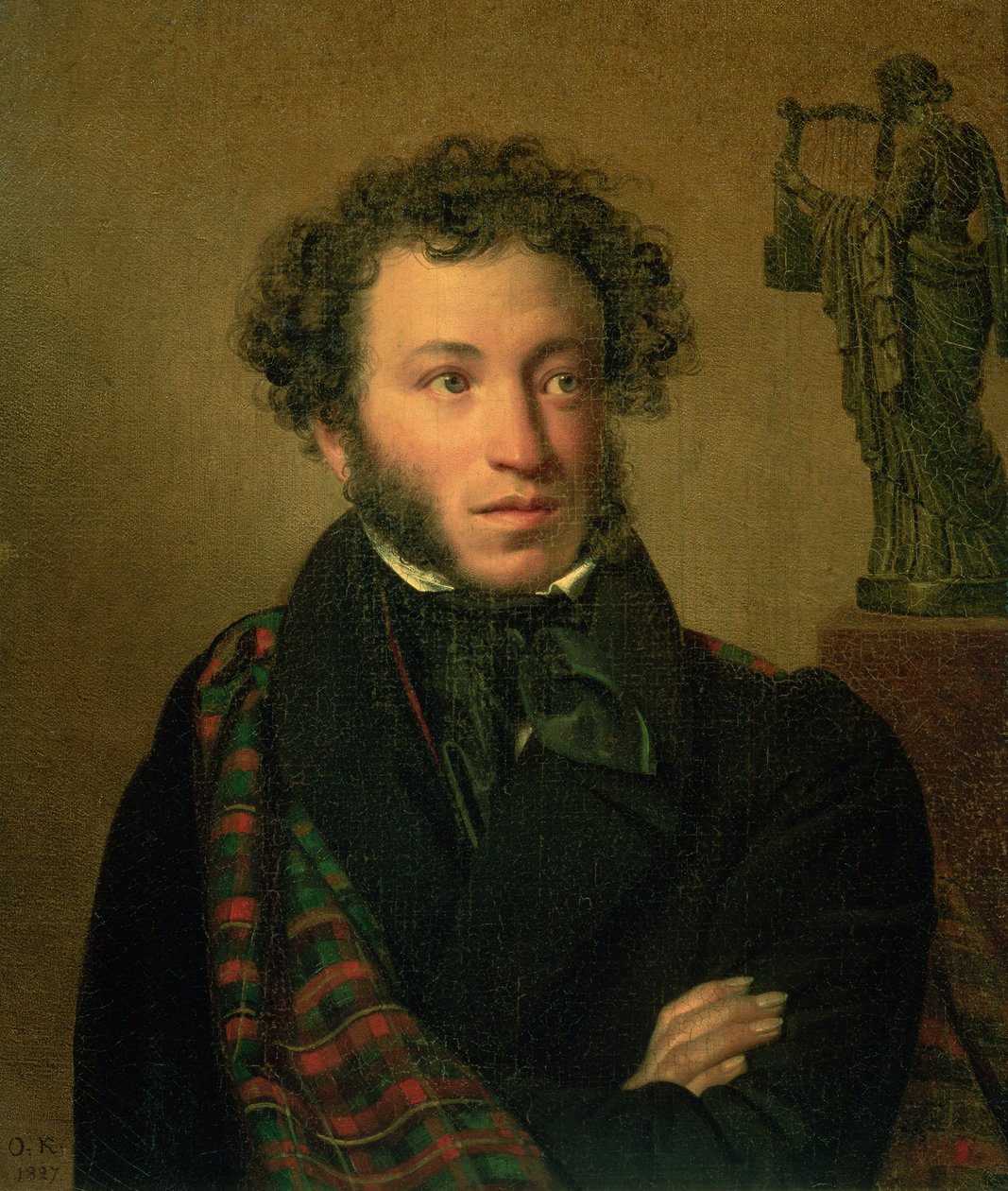 Aleksanteri Pushkinin muotokuva, 1827 tekijältä Orest Adamovich Kiprensky