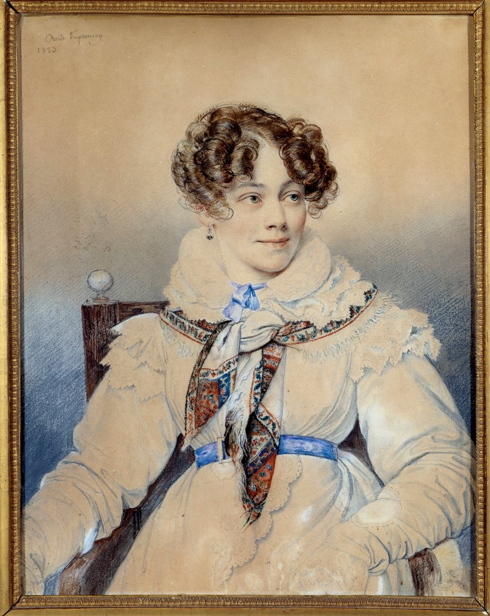Muotokuva kirjailijasta Sophie Rostopchinesta (1799-1874), Segurin kreivitärestä Piirustus Orest Adamovich Kiprensky (Kiprenski) (1778-1836) tekijältä Orest Adamovich Kiprensky