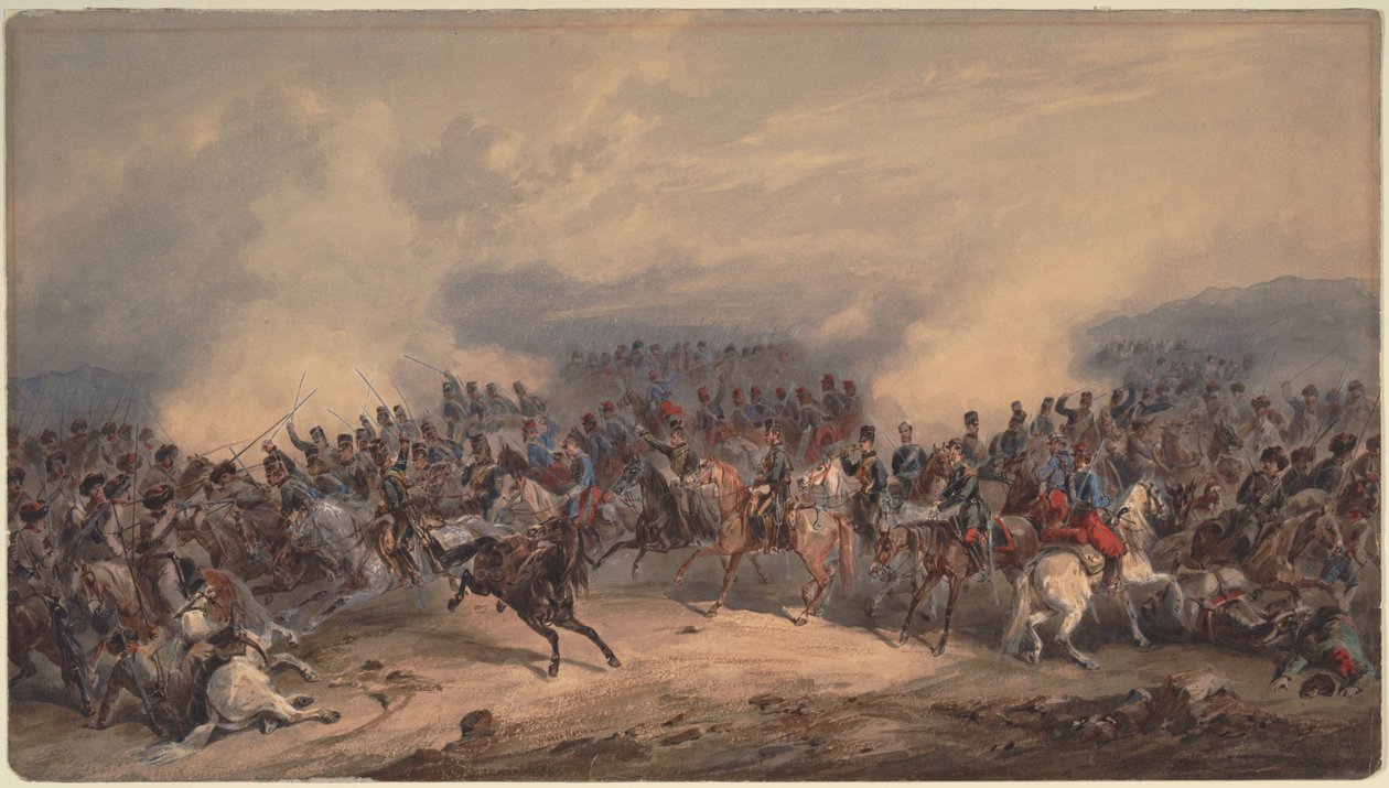 Husaarit ja chasseurit Tšernajajoen taistelussa 16. elokuuta 1855 1855 tekijältä Orlando Norie