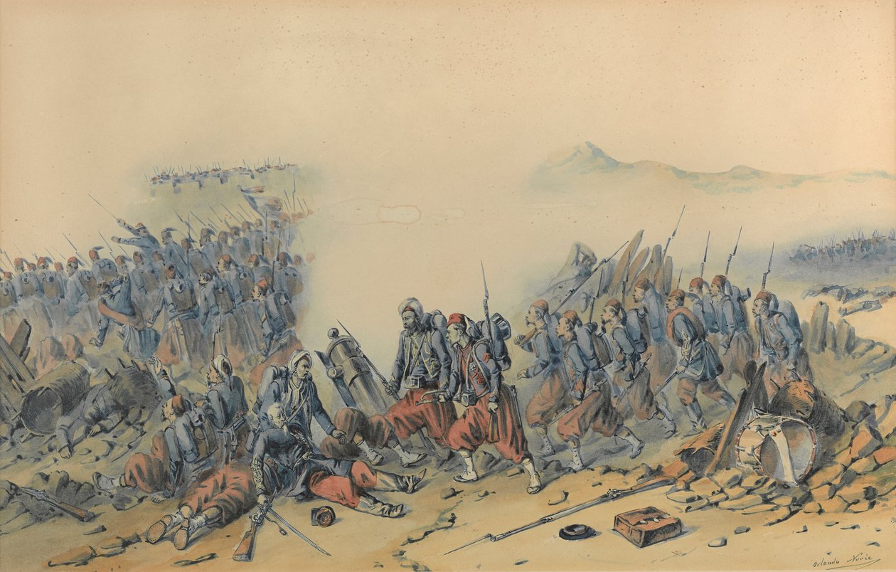 Zouaves täkillä (Krim) (akvarelli paperille) tekijältä Orlando Norie
