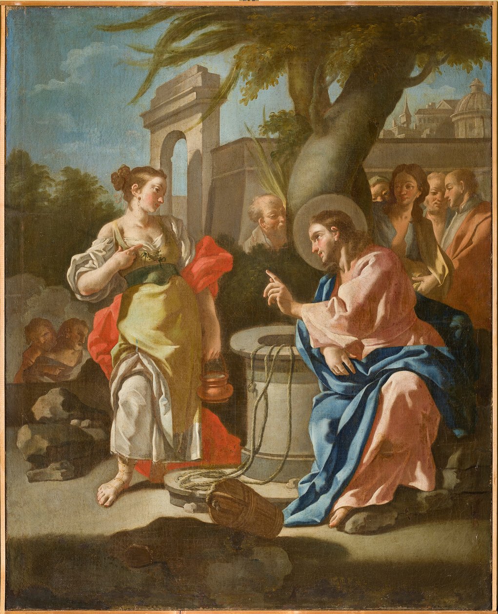 Jeesus ja samarialainen nainen, 1700-luvun jälkipuolisko (öljy kankaalle). tekijältä Oronzo Tisio