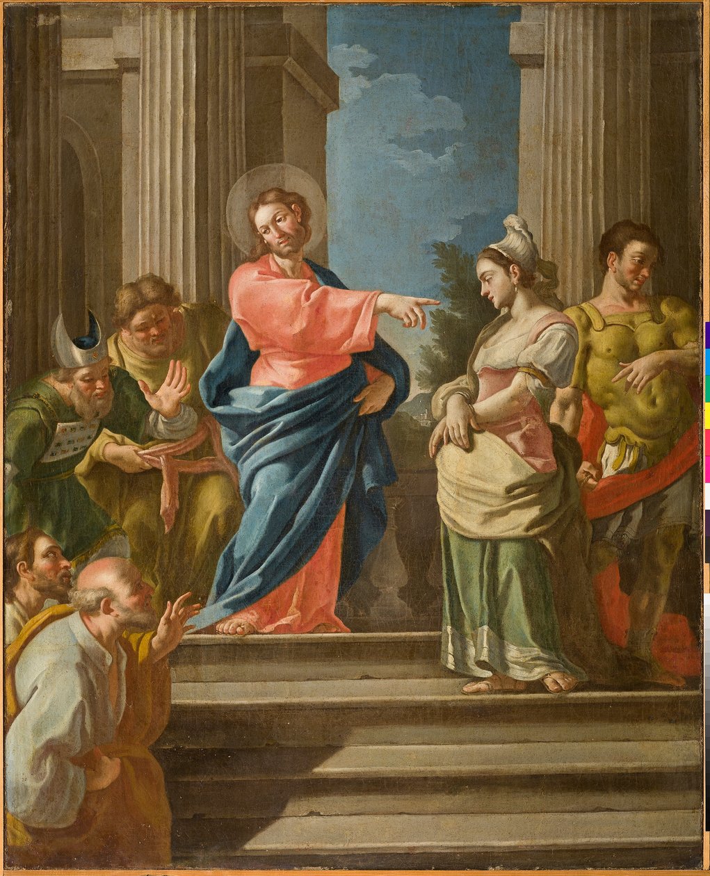 Jeesus ja avioton nainen, 1700-luvun jälkipuolisko (öljy kankaalle). tekijältä Oronzo Tiso
