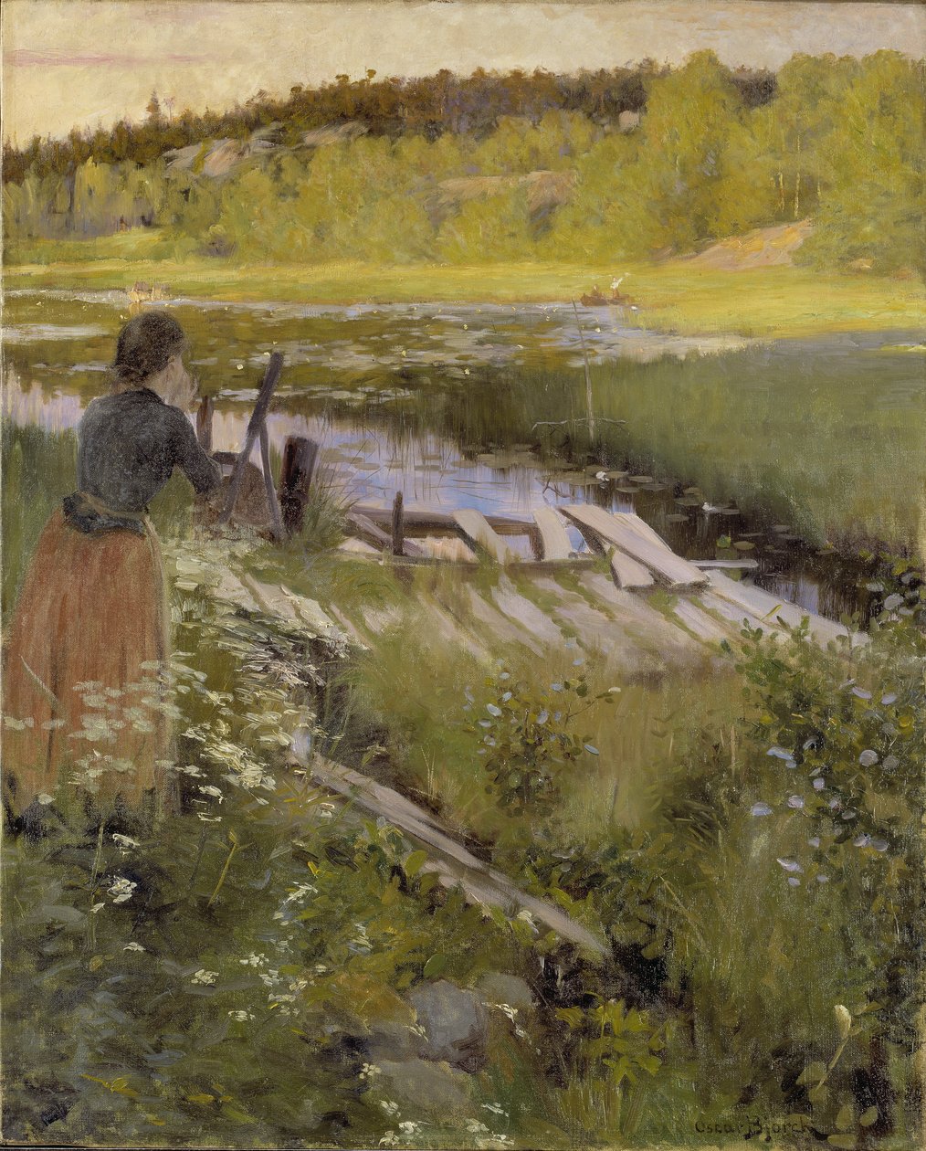 Järven rannalla, näkymä Balingstasta tekijältä Oscar Gustaf Bjorck