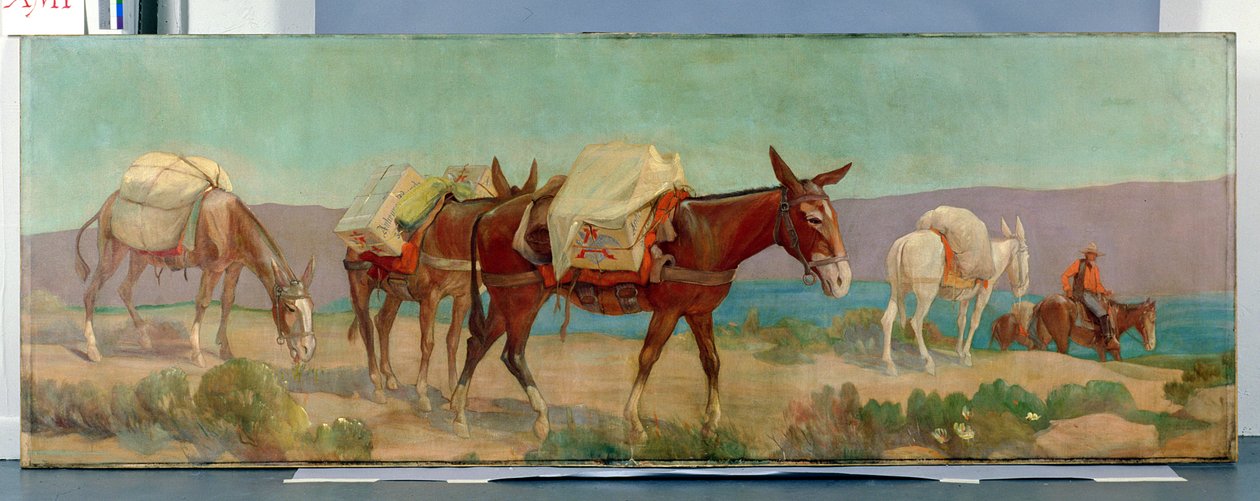 Anheuser-Busch Pack Mules (öljy kankaalle) tekijältä Oscar Edward Berninghaus