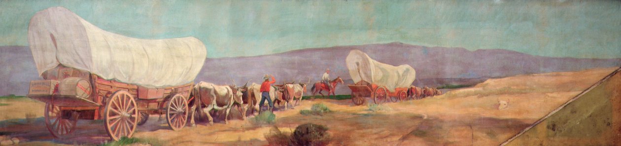 Anheuser-Busch Wagon Train (öljy kankaalle) tekijältä Oscar Edward Berninghaus