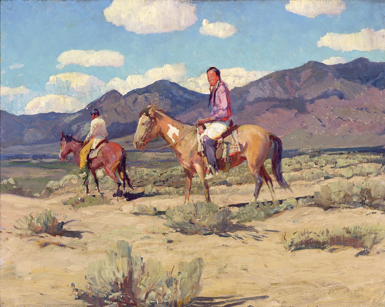 Taos-vuorten urhot (öljy laudalle) tekijältä Oscar Edward Berninghaus