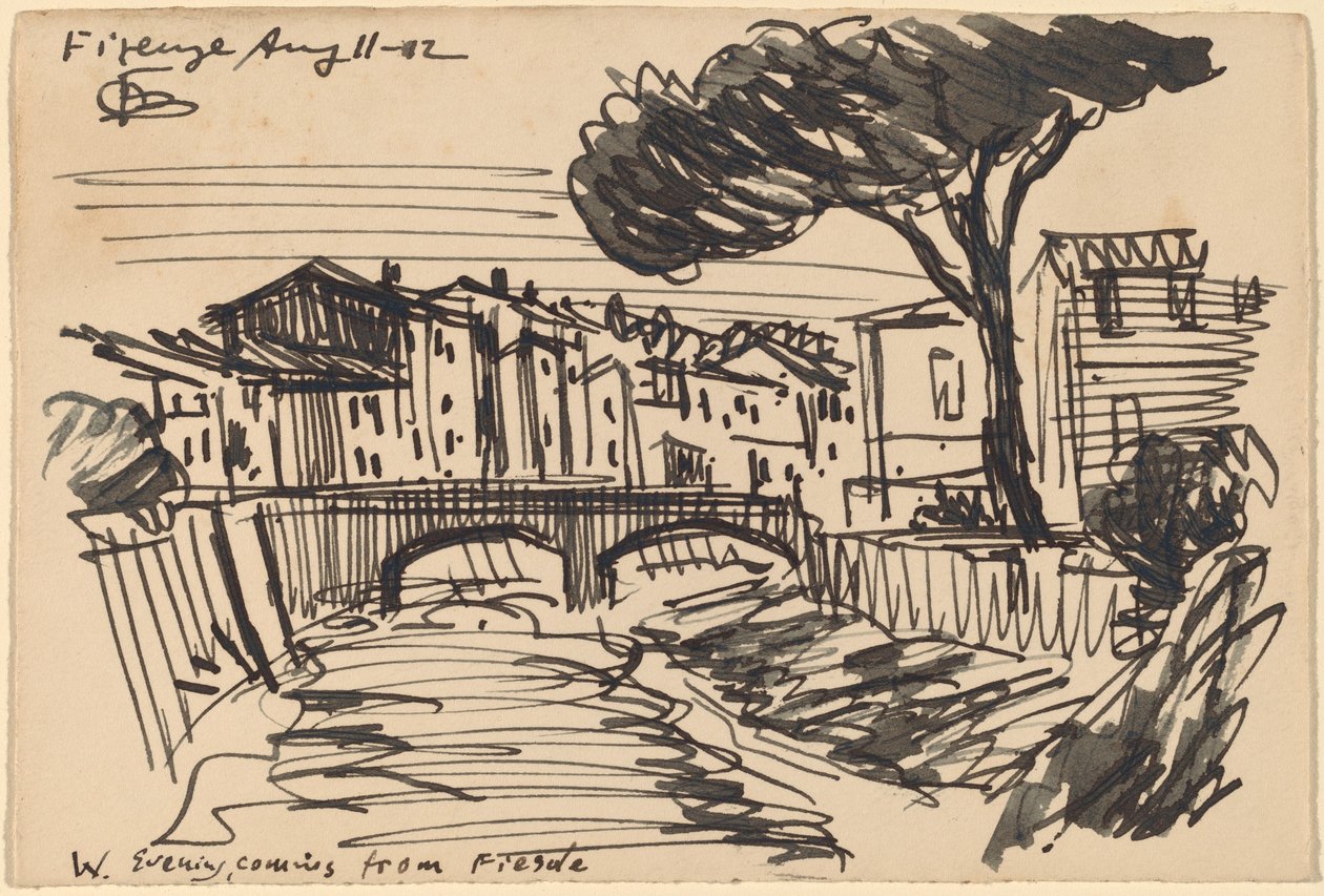 Arno illalla, Firenze tekijältä Oscar F. Bluemner