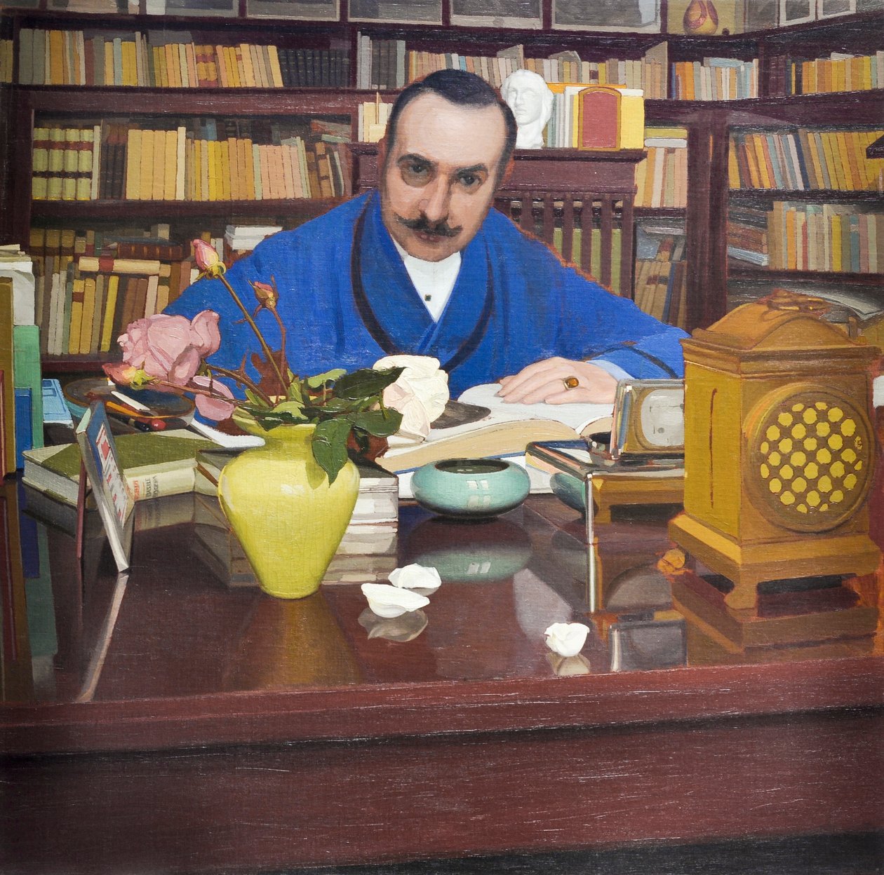 Ugo Ojetti työhuoneessa, noin 1908-09 (öljy kankaalle). tekijältä Oscar Ghiglia