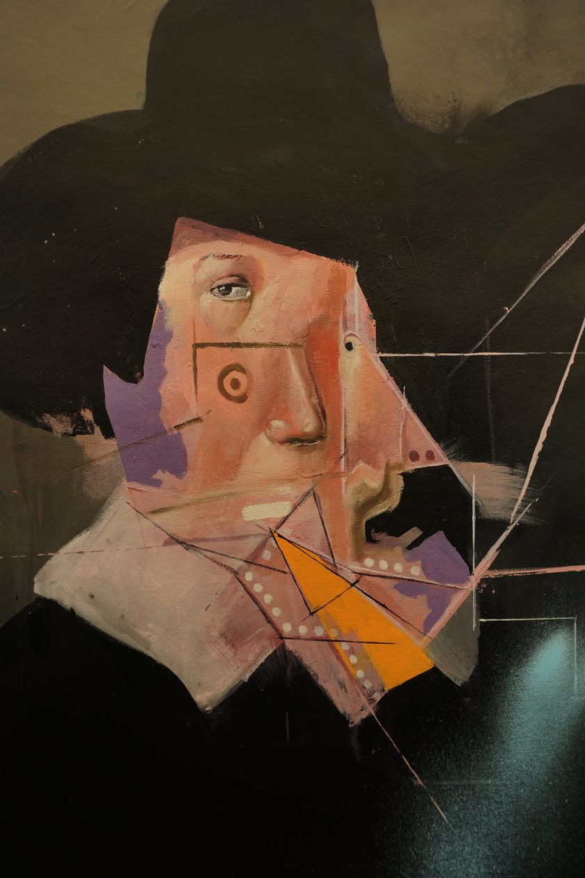 Yksityiskohta teoksesta Remembering Rembrandt, 2019-24 (öljy ja akryyli kankaalle). tekijältä Oscar Nin