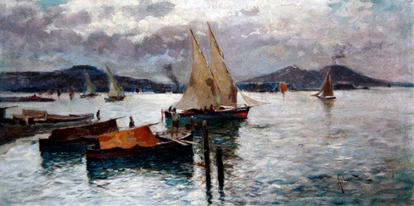 Napolinlahti, n. 1900 (öljy aluksella) tekijältä Oscar Ricciardi