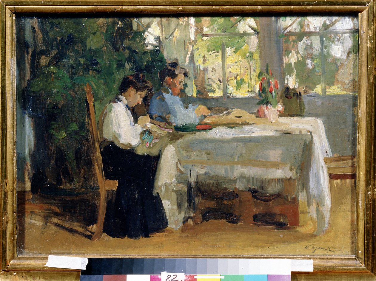 "Dance la Veranda" Peinture de Osip Emanuilovich Braz (1872-1936) Valtion A. Radishchevin taidemuseo, Saratov tekijältä Osip Emmanuilovich Braz