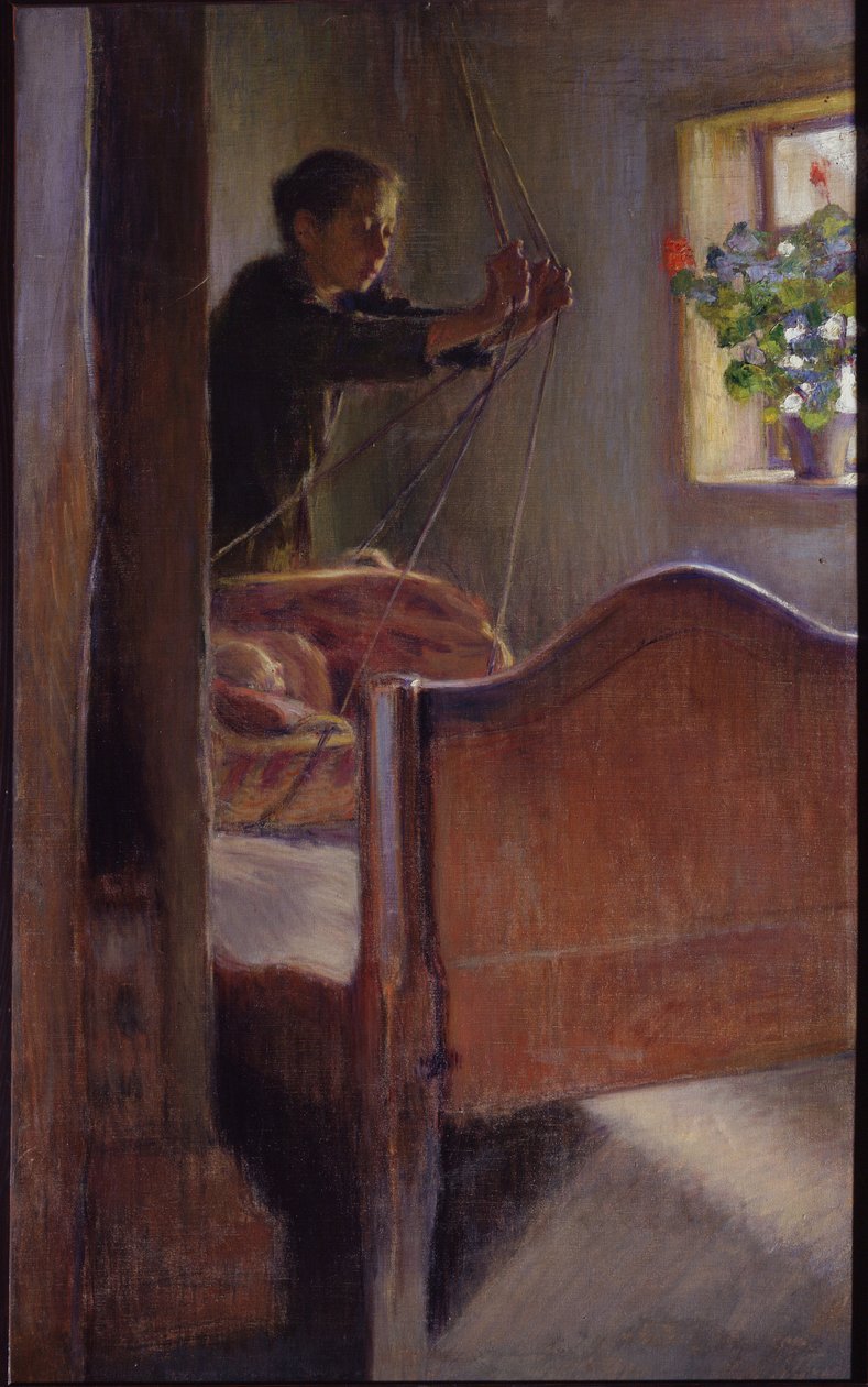Osip Brazin (1872-1936) maalaus "The Cradle" 1894 State Art Museum, Odessa tekijältä Osip Emmanuilovich Braz