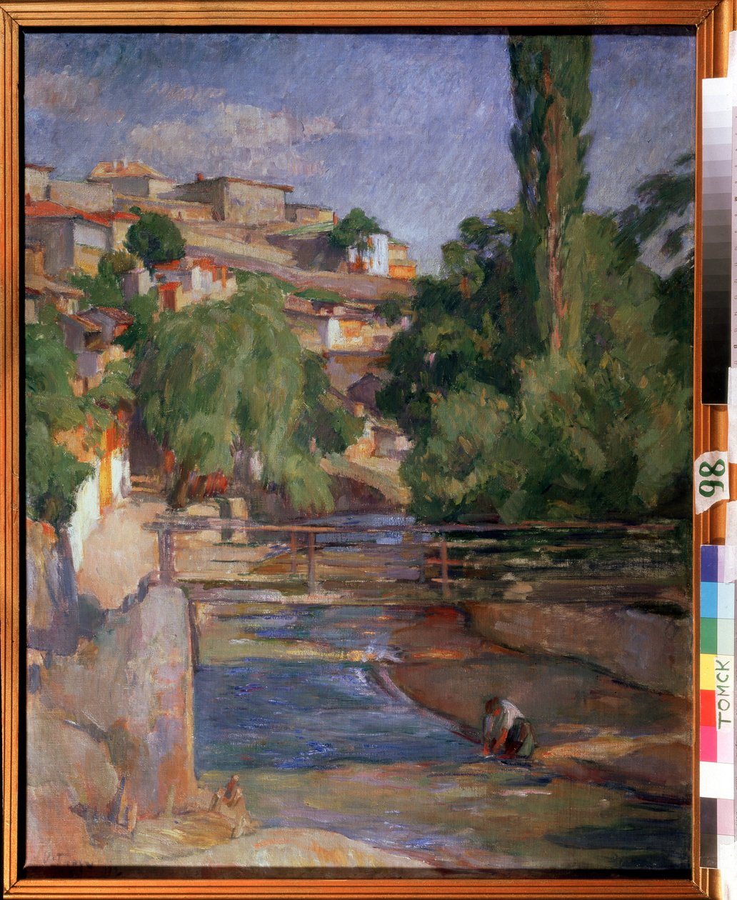 ""Maisema sillan ja joen kanssa"" Osip Emmanuilovich Brazin (1872-1936) maalaus 1912 valtion taidemuseo, Tomsk tekijältä Osip Emmanuilovich Braz