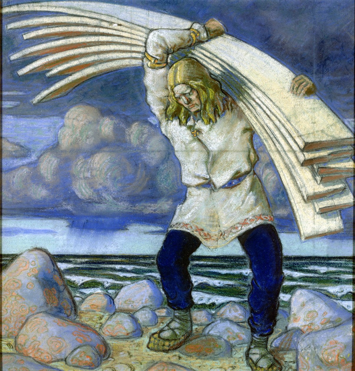 Kalevipoeg kantoi lautoja, 1914 tekijältä Oskar Kallis