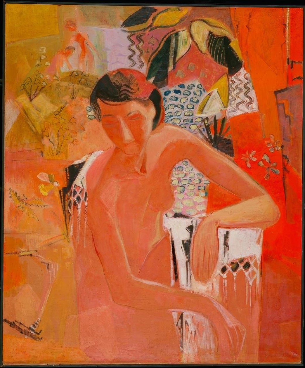 Badende mit Fransentuch – Kylpylä, jossa hapsuinen huivi. 1940 Kangas, 119 × 98,5 cm Inv. 6/50 Museum am Ostwall, Dortmund, Saksa tekijältä Oskar Moll