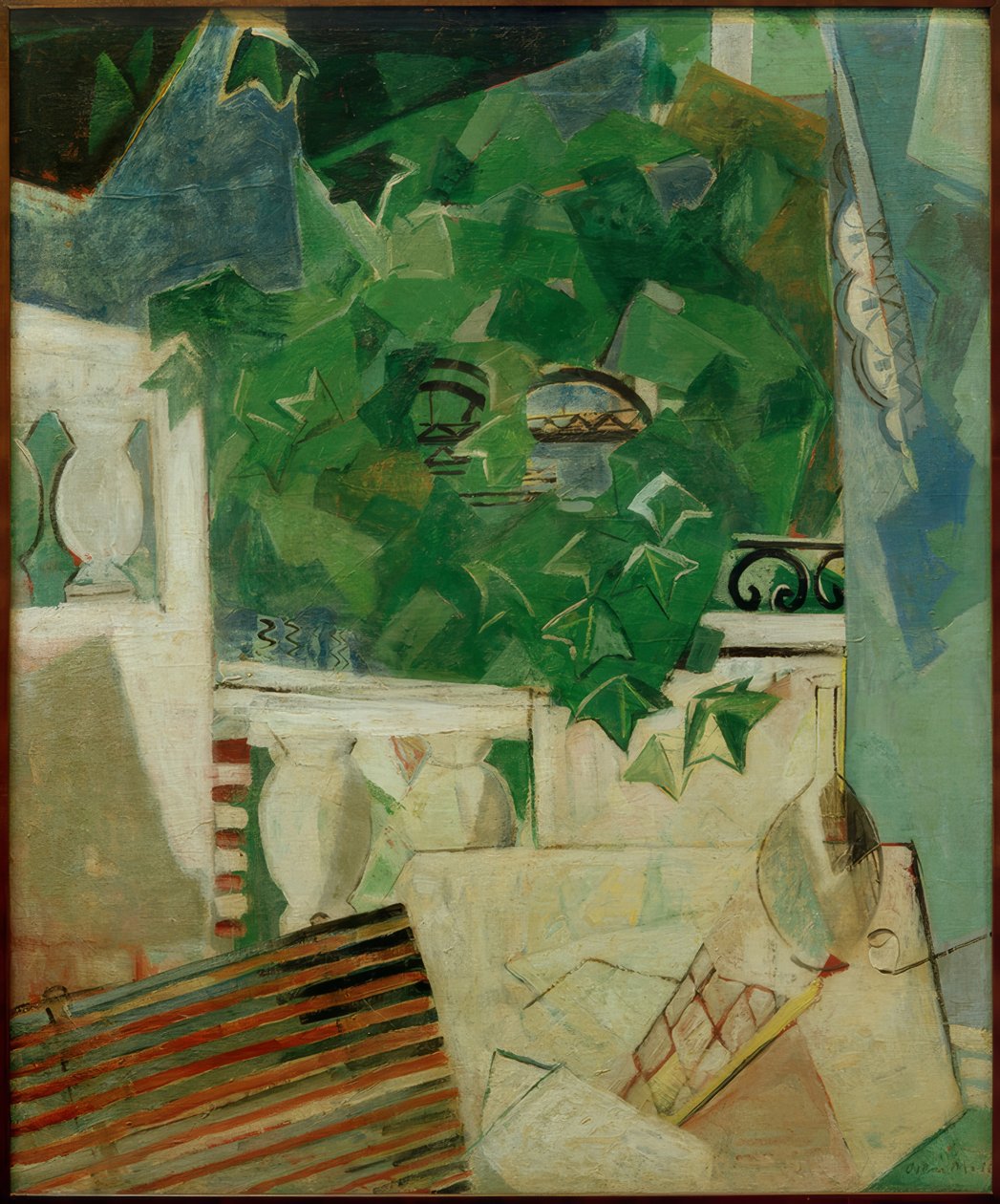 Landschaft mit weißer Terrasse tekijältä Oskar Moll
