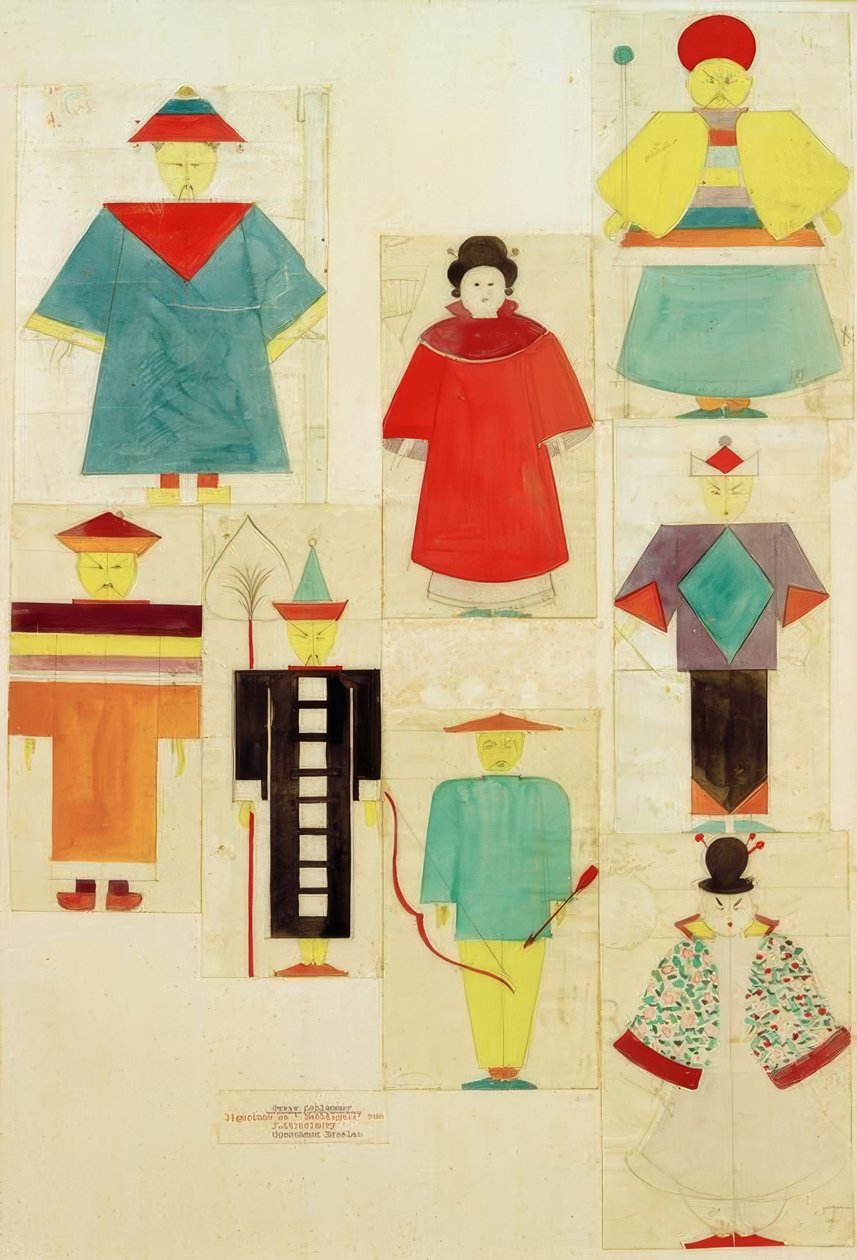 8 Figurinen zu Nachtigall tekijältä Oskar Schlemmer