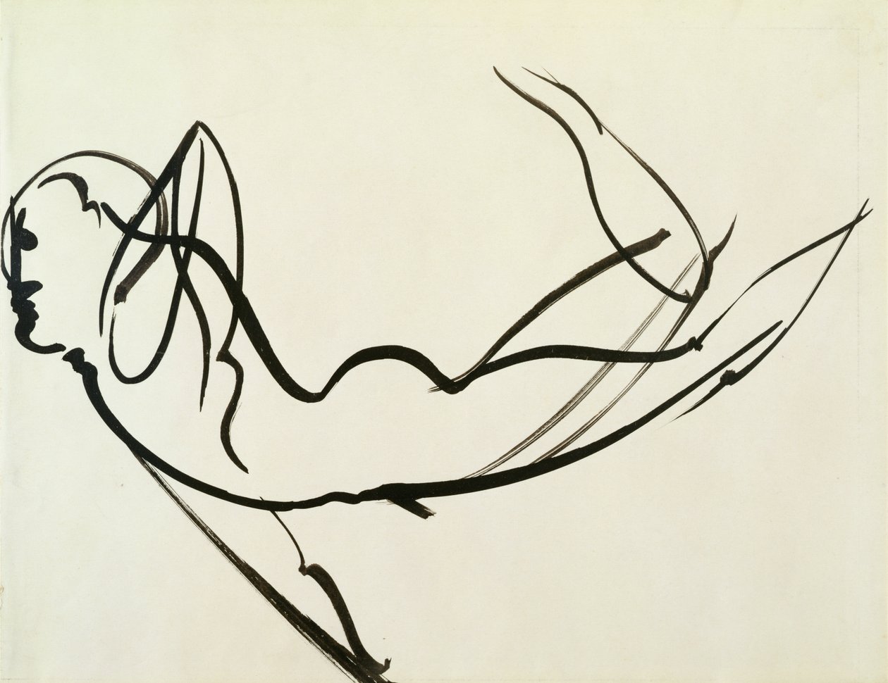 Dancing Nude (musta maali paperille) tekijältä Oskar Schlemmer
